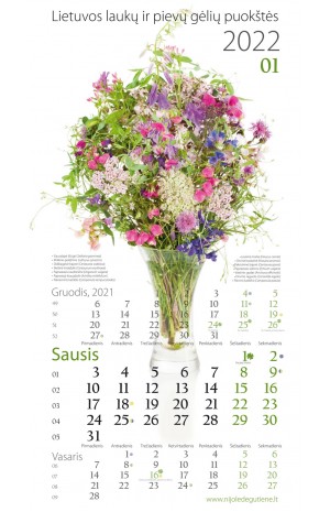 2022 m. Sieninis kalendorius " Lietuvos laukų ir pievų gėlių puokštės"